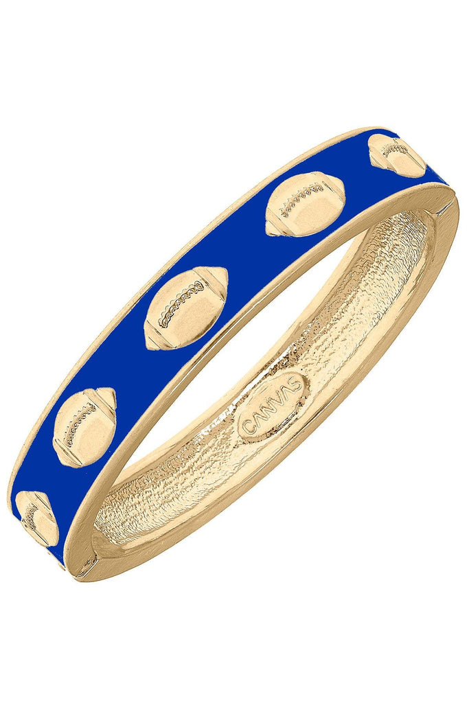 Game Day Enamel Football Hinge Bangle in Blue - Canvas Style