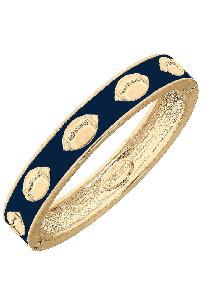 Game Day Enamel Football Hinge Bangle in Navy - Canvas Style