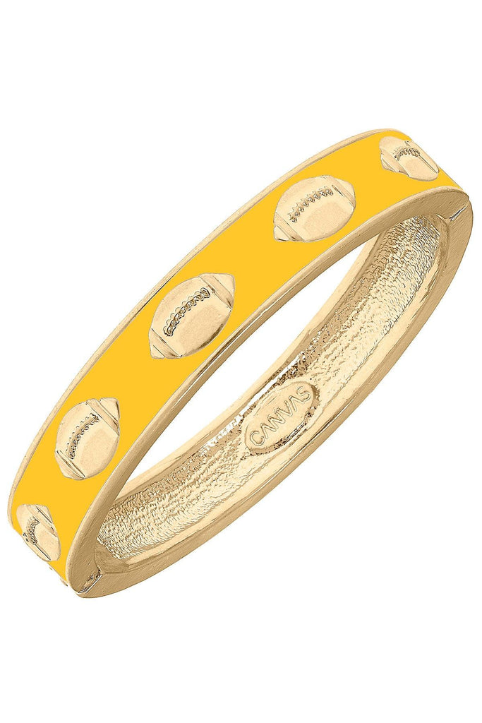 Game Day Enamel Football Hinge Bangle in Yellow - Canvas Style