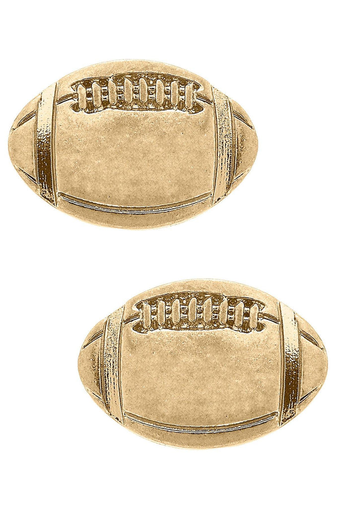 Game Day Football Stud Earrings in Worn Gold - Canvas Style