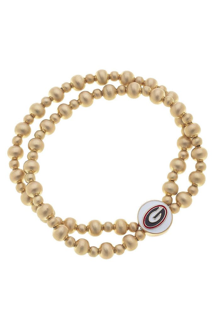 Georgia Bulldogs 2-Row Ball Bead Stretch Bracelet - Canvas Style