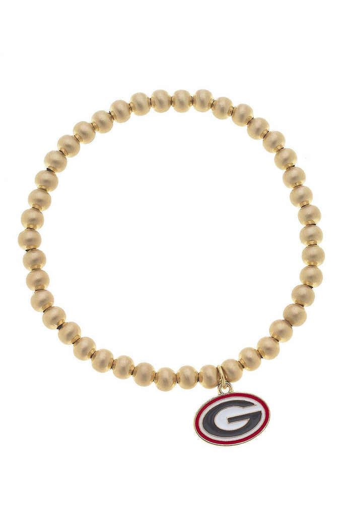 Georgia Bulldogs Ball Bead Stretch Bracelet - Canvas Style