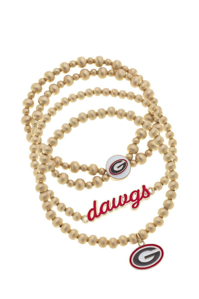 Georgia Bulldogs Ball Bead Stretch Bracelet Stack - Canvas Style