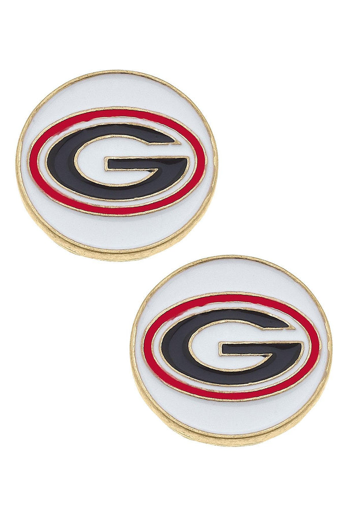 Georgia Bulldogs Enamel Disc Stud Earrings - Canvas Style