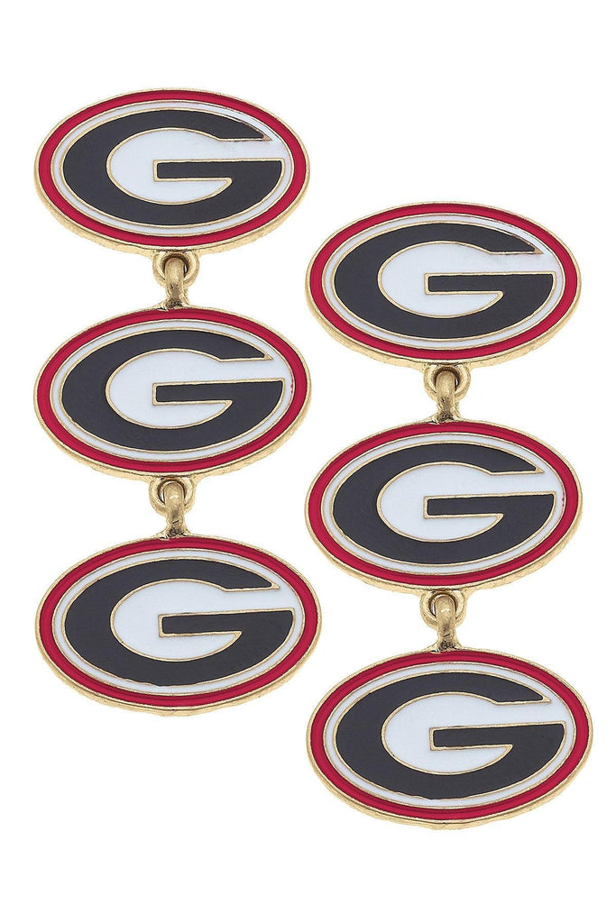 Georgia Bulldogs Triple Drop Enamel Earrings - FINAL SALE - Canvas Style