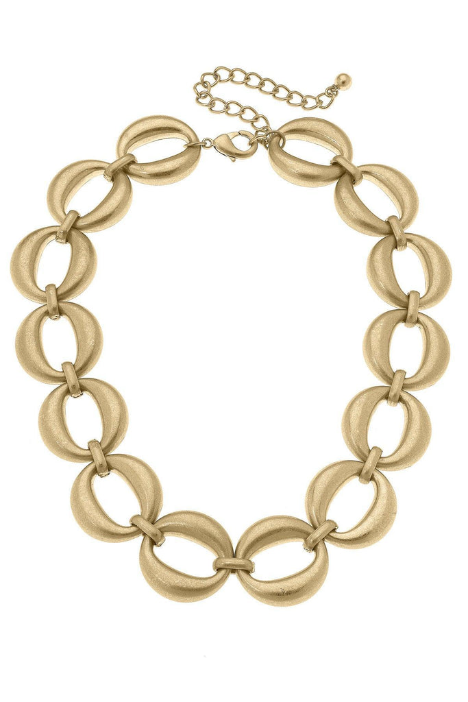 Gia Linked Statement Chain Necklace in Worn Gold - Canvas Style