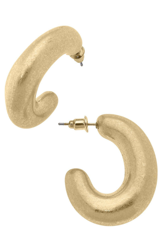 Gia Sculpted Hoop Earrings in Worn Gold - Canvas Style