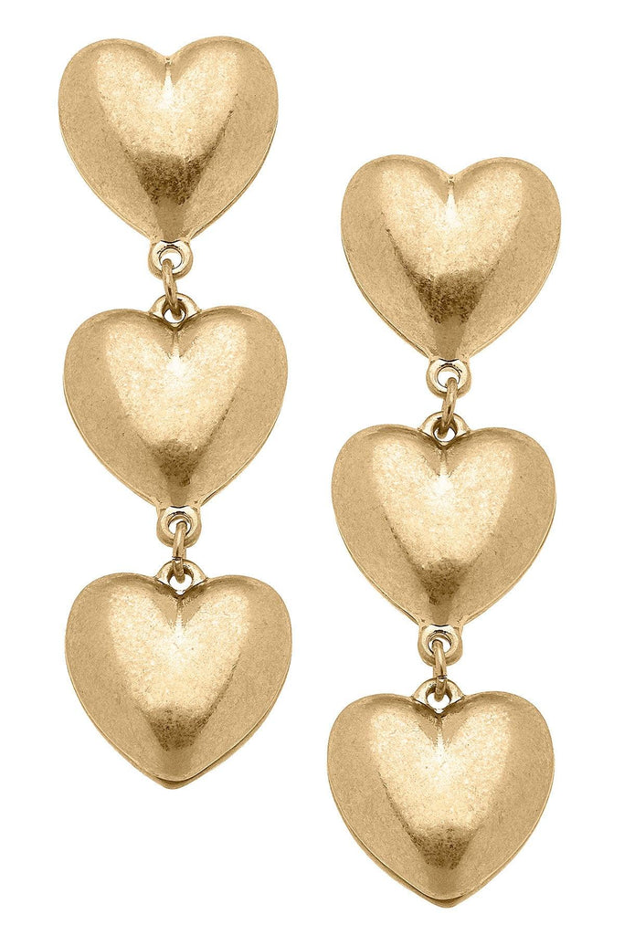 Gina Puffy Heart Linked Earrings - Canvas Style
