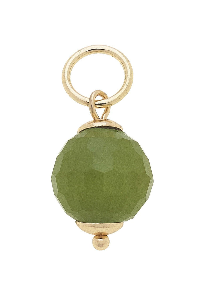 Glass Faceted Bead Charm in Lime Green - Canvas Style