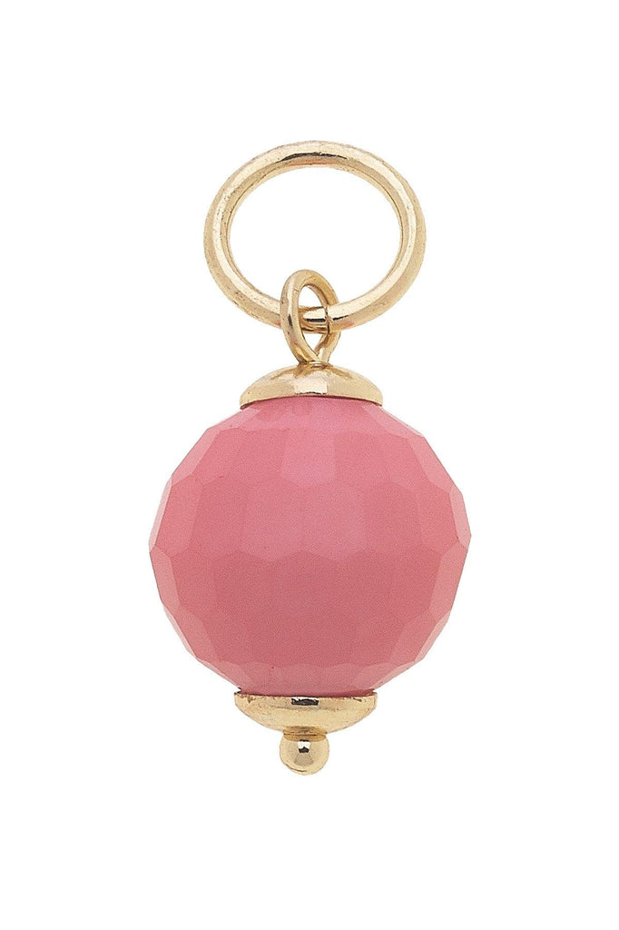 Glass Faceted Bead Charm in Pink - Canvas Style