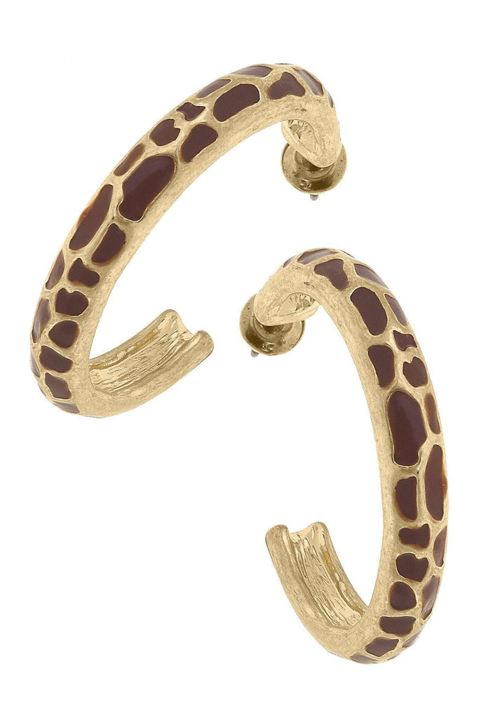 Gloria Hoop Earrings in Giraffe & Worn Gold - Canvas Style