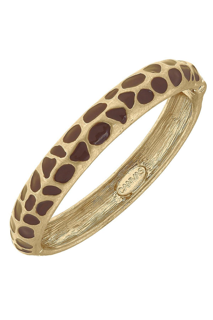 Gloria Skinny Hinge Bangle in Giraffe & Worn Gold - Canvas Style