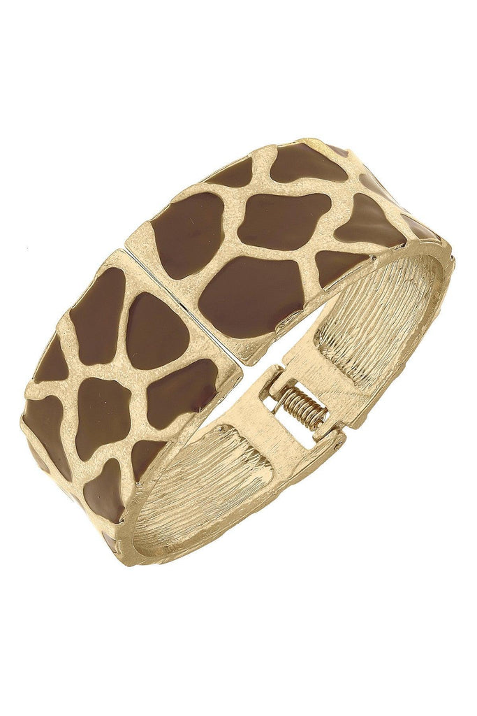 Gloria Statement Hinge Bangle in Giraffe & Worn Gold - Canvas Style