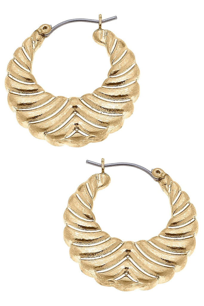 Goldie Scalloped Hoop Earrings in Worn Gold - Canvas Style