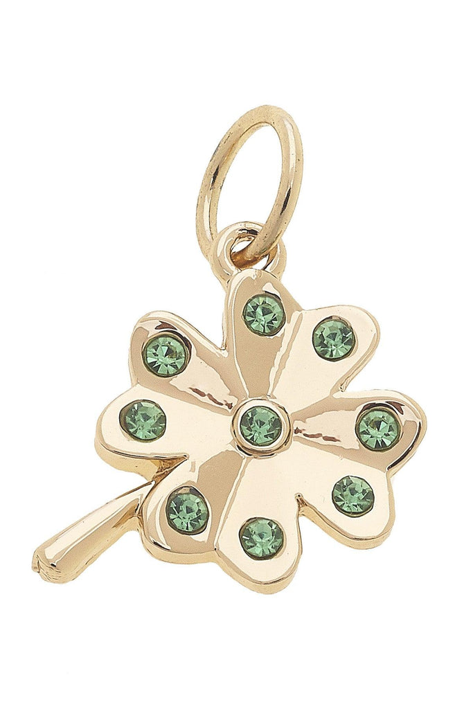 Green Pave Shamrock Charm in Shiny Gold - Canvas Style