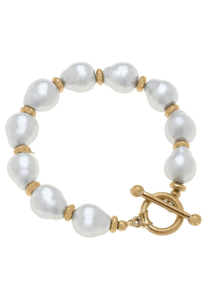 Greta Freshwater Pearl Stretch Toggle Bracelet - Canvas Style