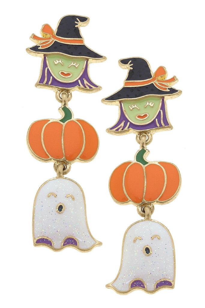 Halloween Frights Enamel Triple Drop Earrings - Canvas Style