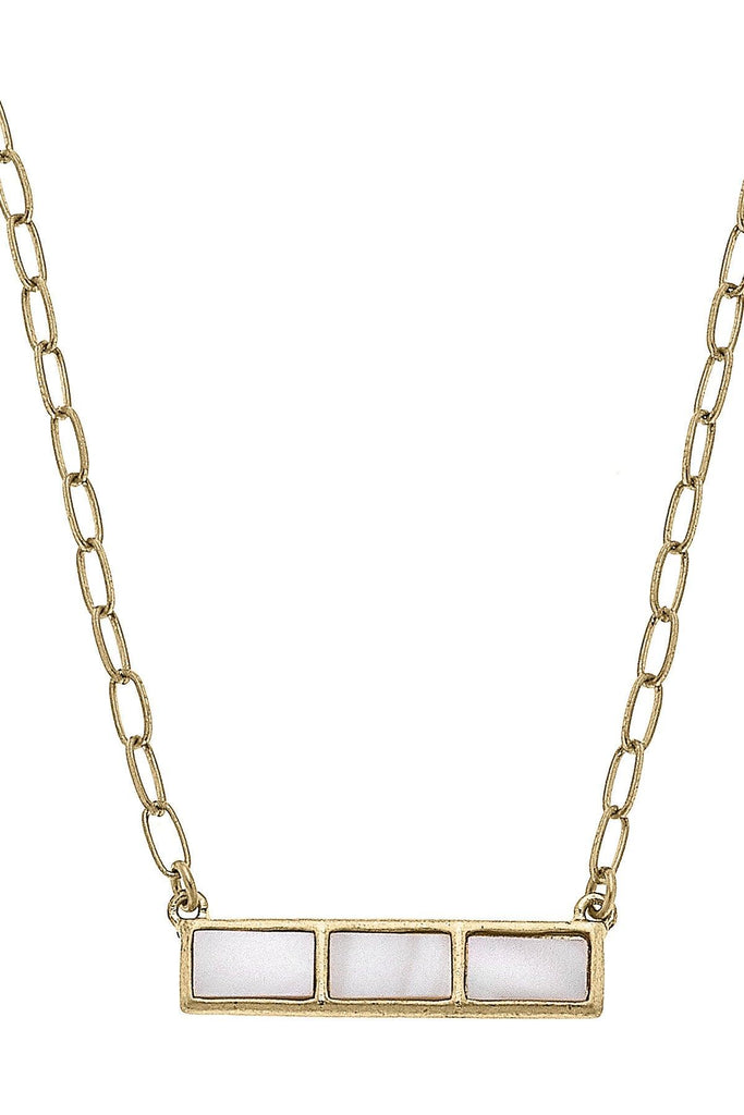 Halston Mother of Pearl Bar Necklace - Canvas Style