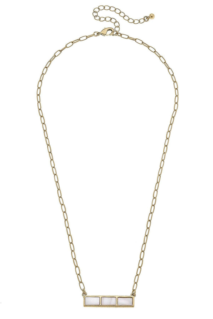 Halston Mother of Pearl Bar Necklace - Canvas Style