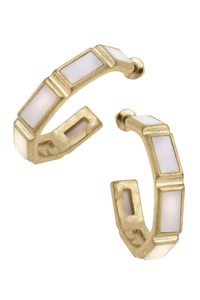 Halston Mother of Pearl Hoop Earrings - Canvas Style