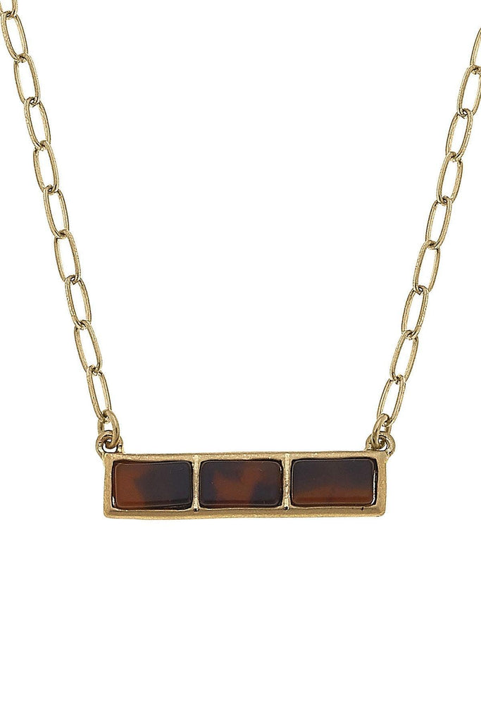 Halston Tortoise Bar Necklace in Worn Gold - Canvas Style