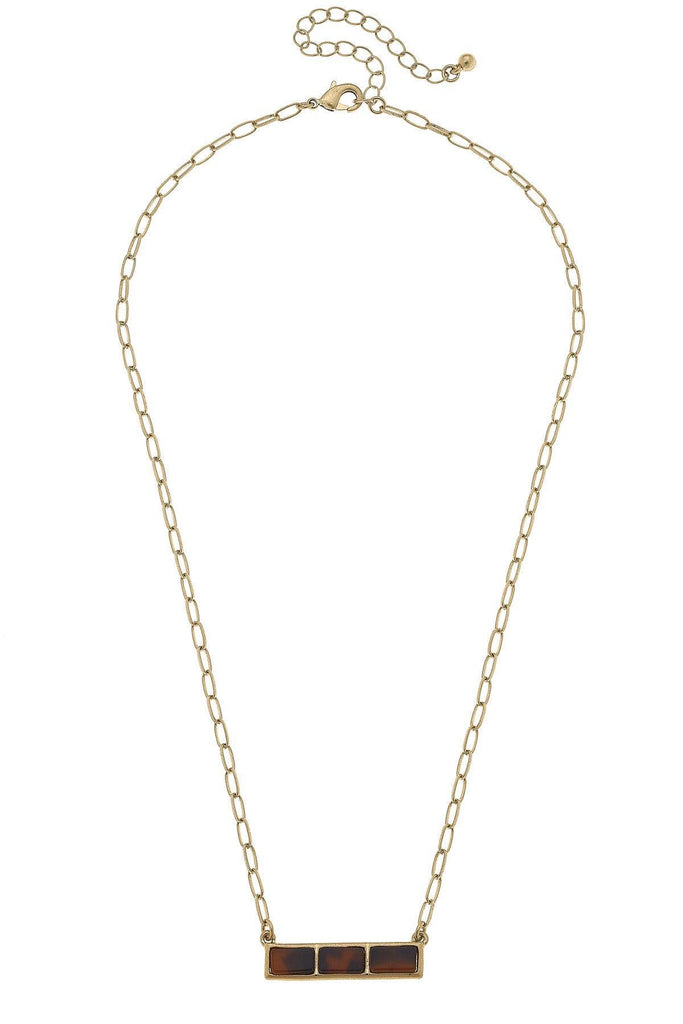 Halston Tortoise Bar Necklace in Worn Gold - Canvas Style