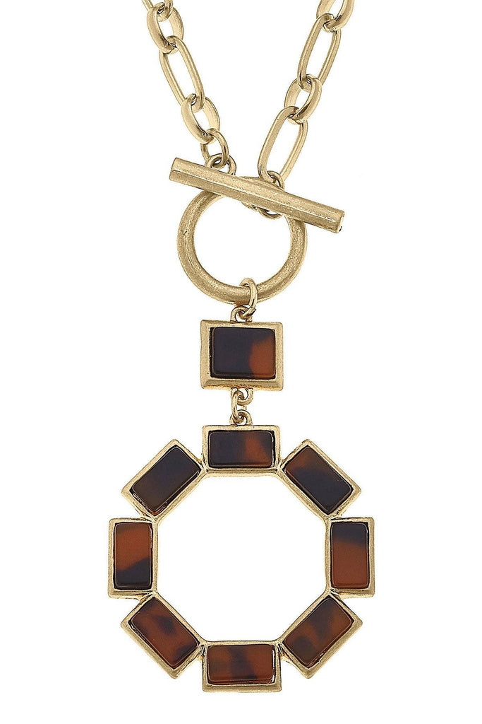 Halston Tortoise Toggle Necklace in Worn Gold - Canvas Style