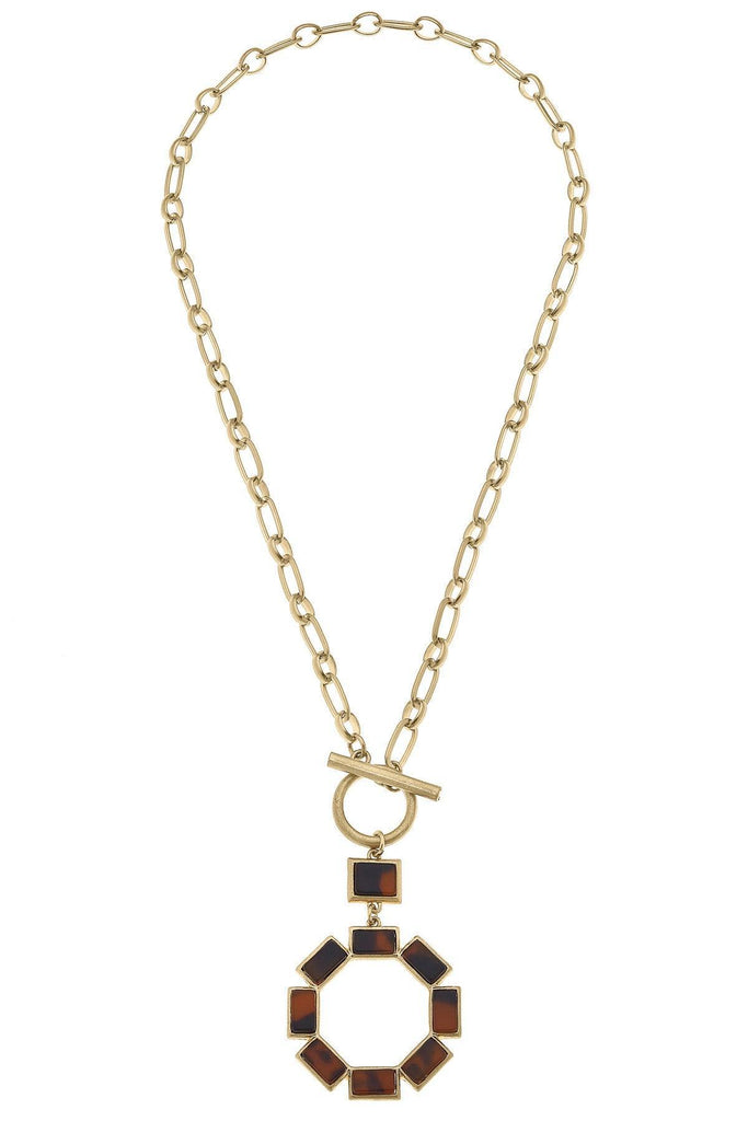 Halston Tortoise Toggle Necklace in Worn Gold - Canvas Style