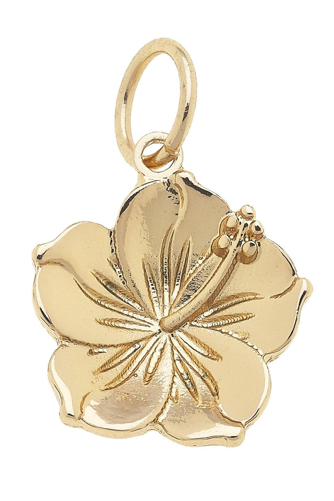 Hibiscus Flower Charm in Shiny Gold - Canvas Style