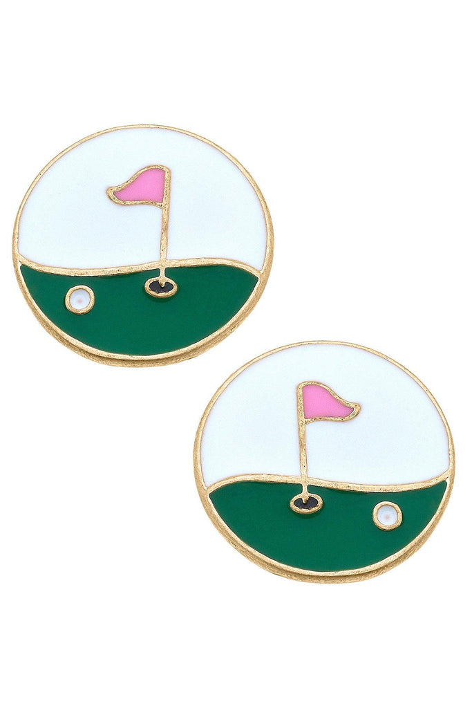 Hole in One Enamel Golf Stud Earrings - Canvas Style