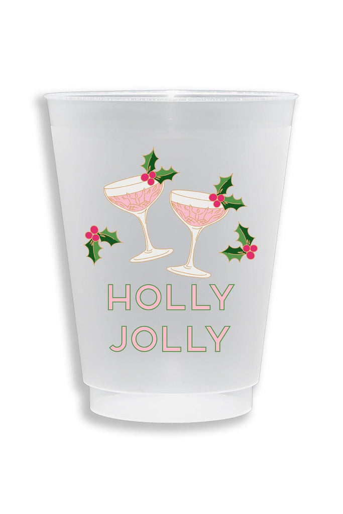 Holly Jolly Shatterproof Frost Flex Plastic Cups (Set of 10) - Canvas Style