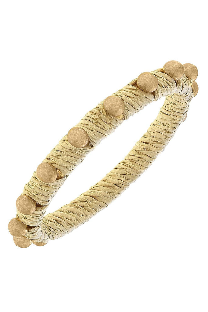 Ibiza Studded Raffia Bangle in Natural - Canvas Style