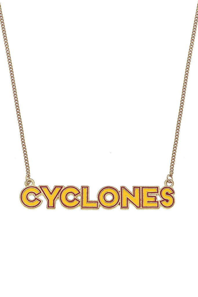 Iowa State Cyclones Outline Enamel Necklace in Cardinal/Gold - Canvas Style