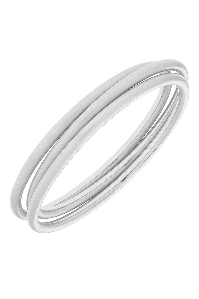Isla Bangles in Satin Silver - Set of 3 - Canvas Style