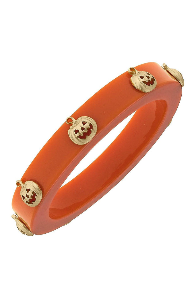 Jack-O'-Lantern Resin Bangle in Orange - Canvas Style