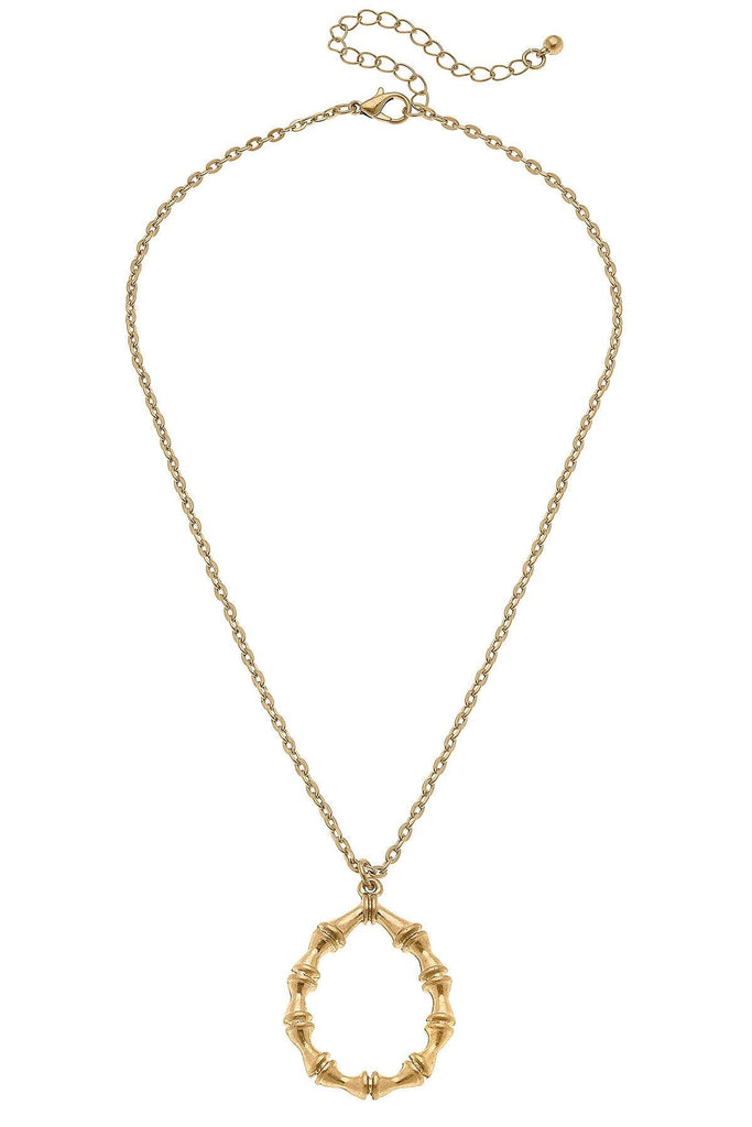 Jenny Bamboo Teardrop Necklace in Worn Gold - Canvas Style