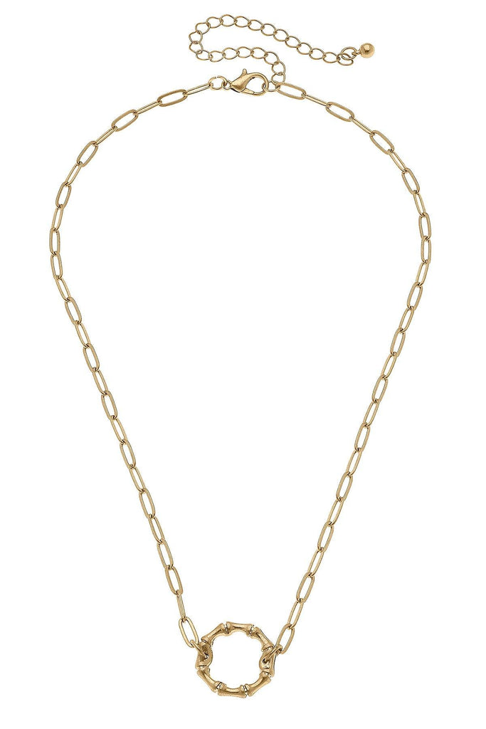 Jenny Delicate Bamboo Necklace in Worn Gold - Canvas Style