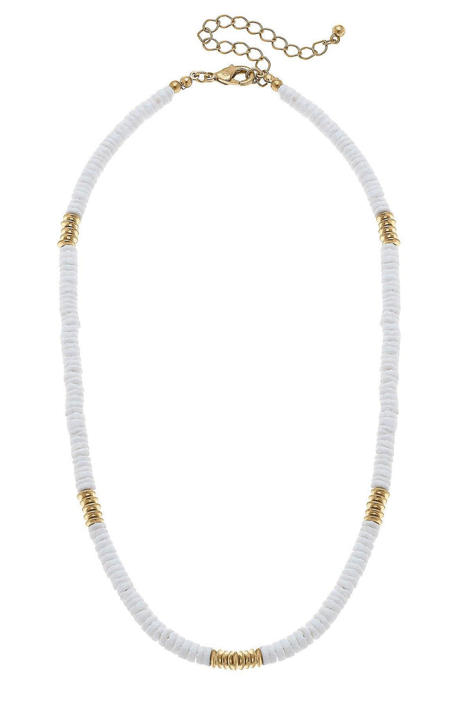 Joanna Beaded Shell Necklace in Ivory - Canvas Style