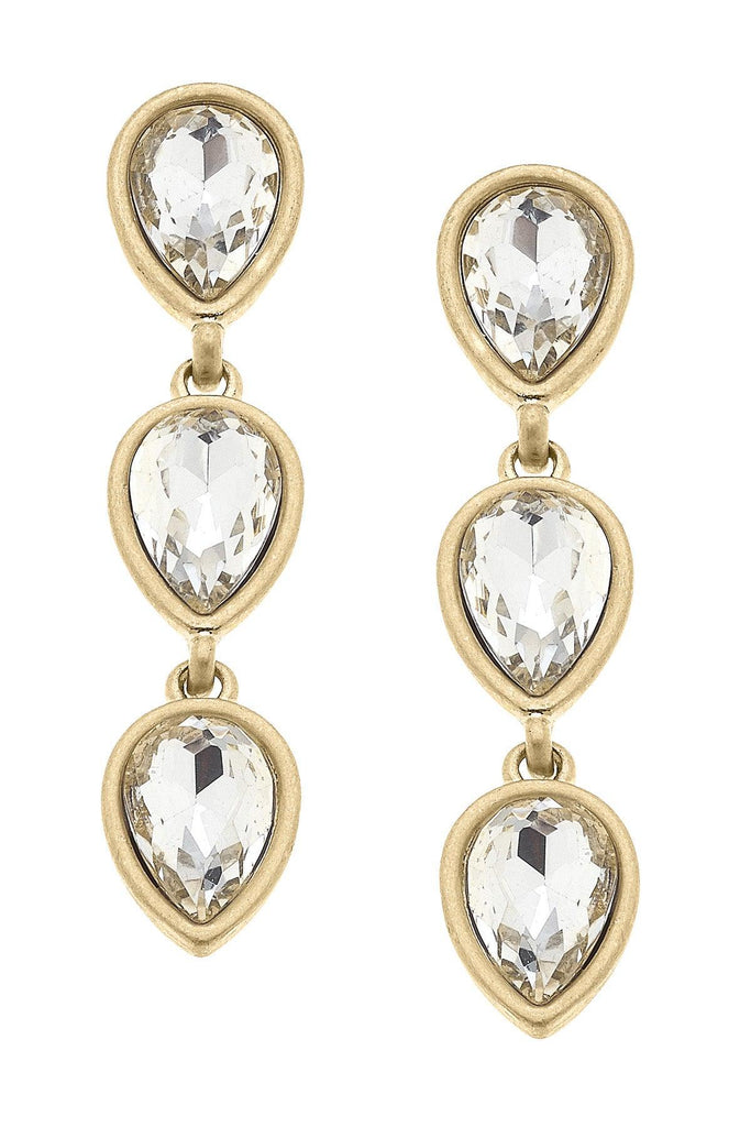 Jordan Rhinestone Teardrop Earrings in Clear - Canvas Style