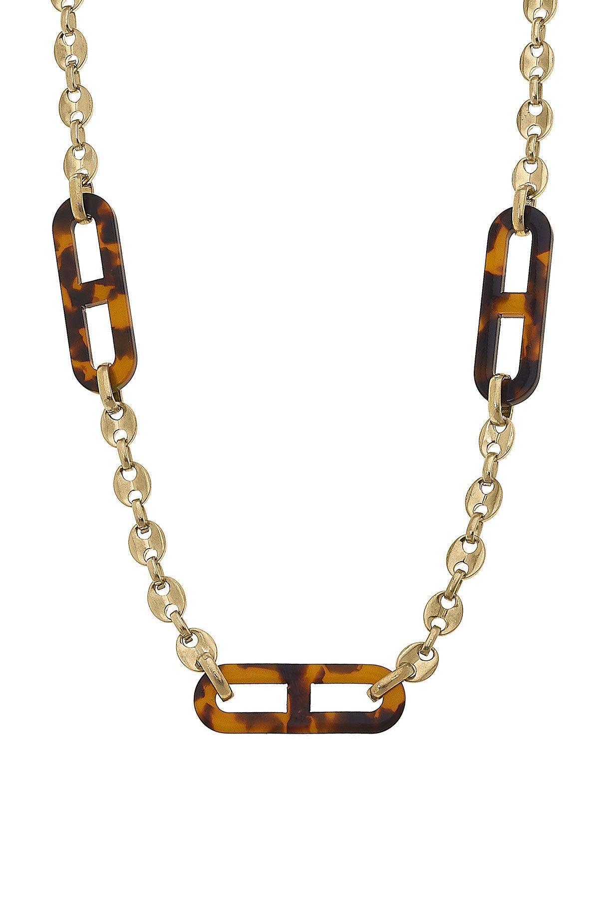 Tortoise Shell and Gold Chain Necklace Tortoise Shell Link Necklace – Plumb Gold & Plumb Silver main image 3