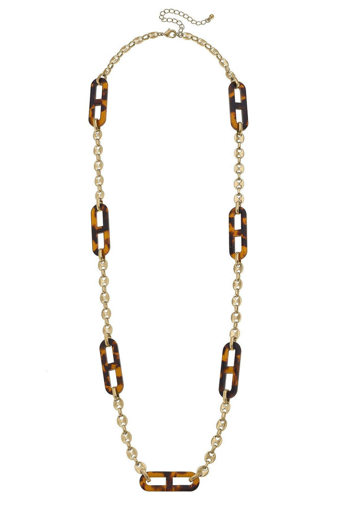 Josie Chain Link Statement Necklace in Tortoise - Canvas Style