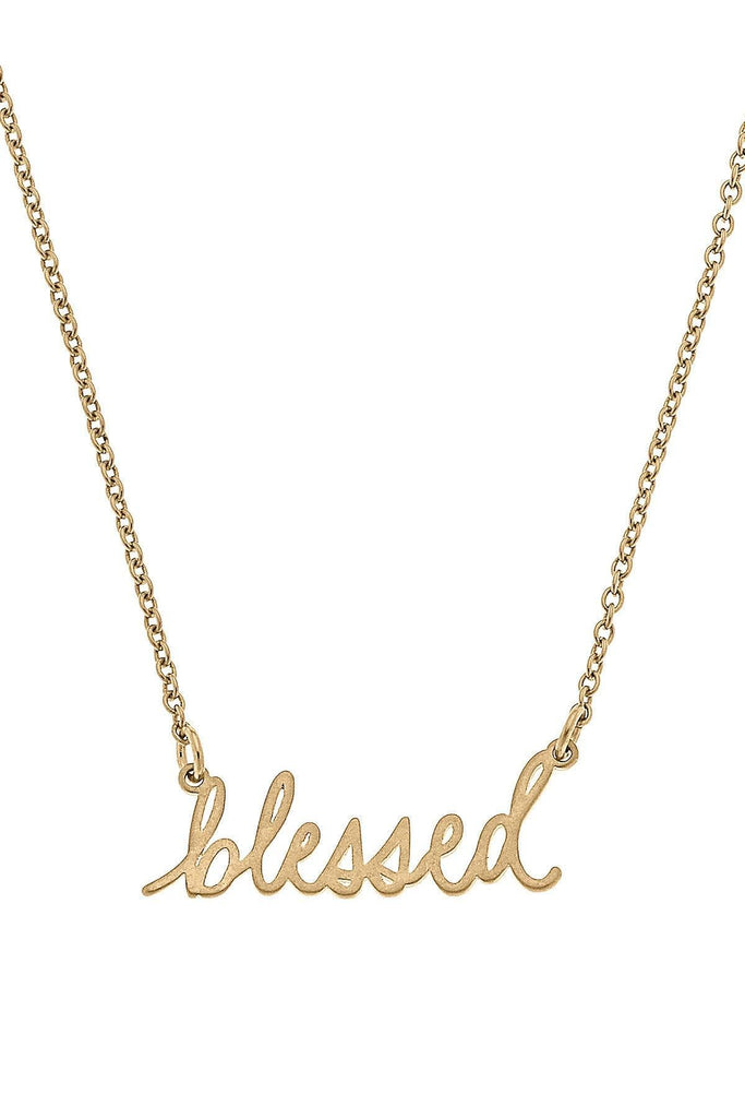 Julia Blessed Delicate Chain Necklace in Worn Gold - Canvas Style