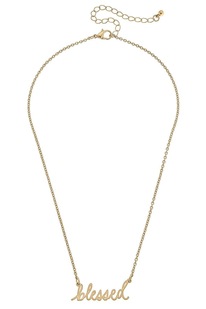 Julia Blessed Delicate Chain Necklace in Worn Gold - Canvas Style