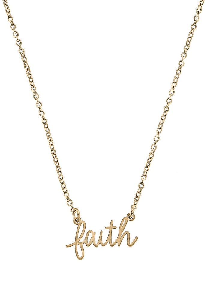Julia Faith Delicate Chain Necklace in Worn Gold - Canvas Style