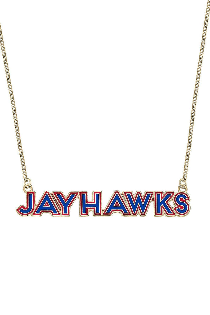 Kansas Jayhawks Outline Enamel Necklace in Blue/Red - Canvas Style