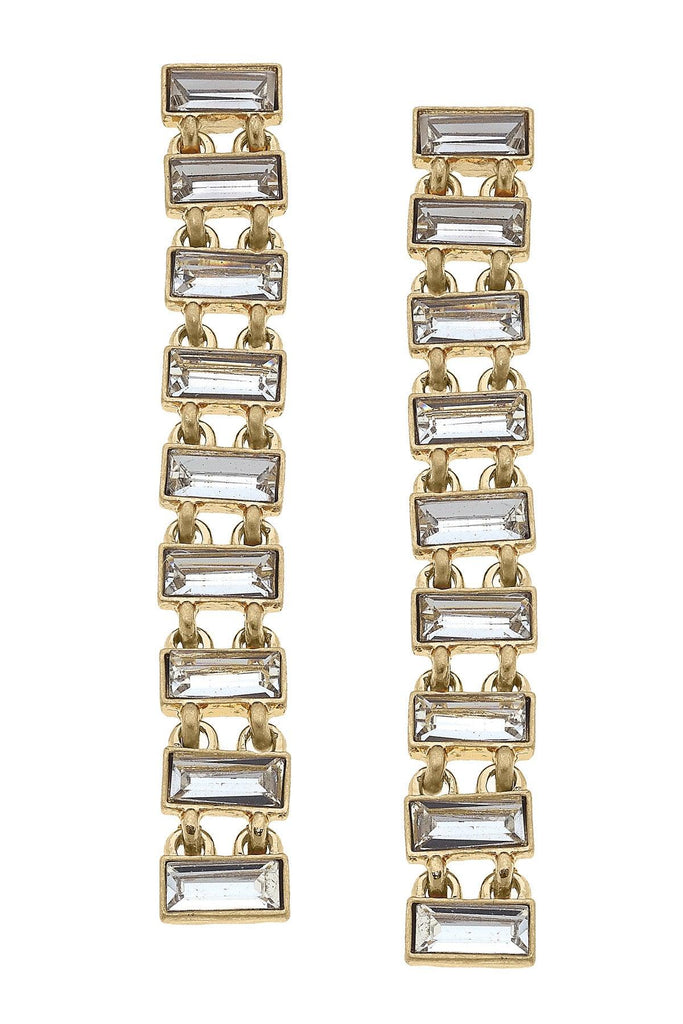 Katherine Rhinestone Baguette Statement Earrings in Clear - Canvas Style