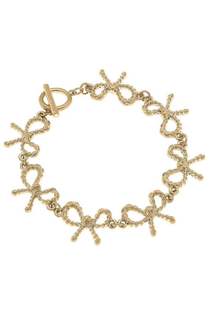 Kenny Bow T-Bar Bracelet in Worn Gold - Canvas Style