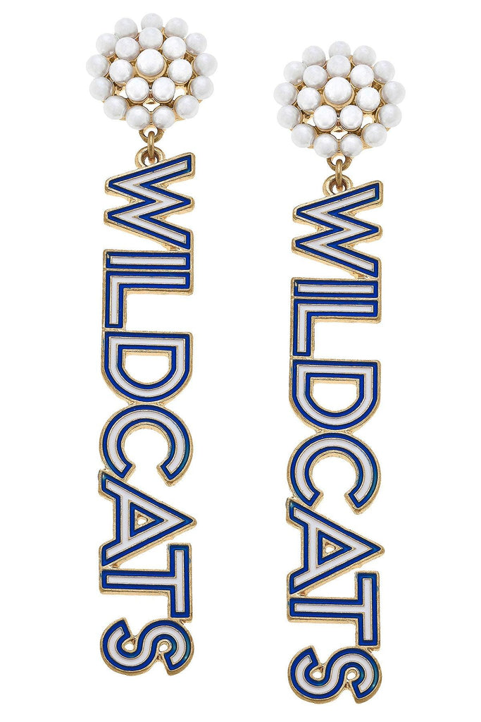 Kentucky Wildcats Pearl Cluster Outline Enamel Drop Earrings - Canvas Style