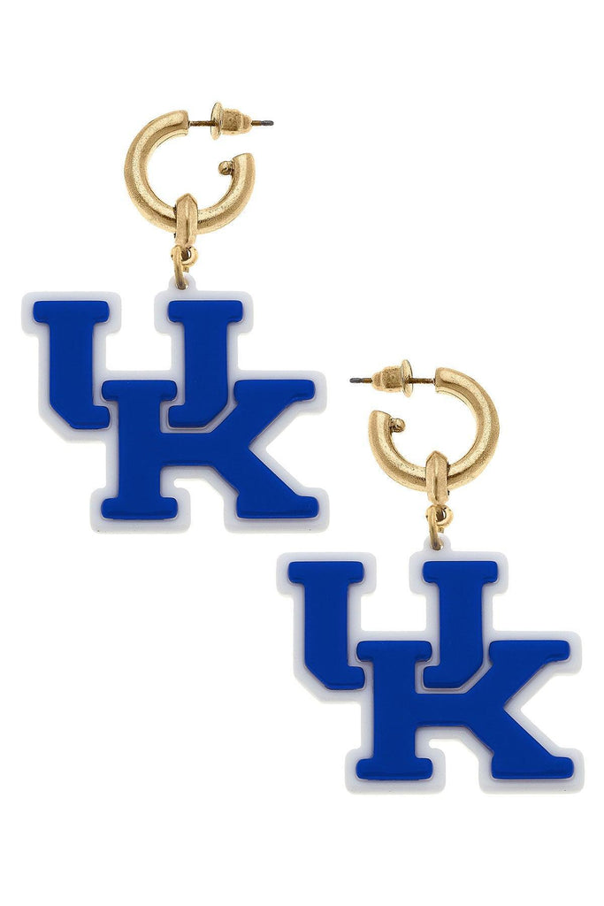 Kentucky Wildcats Resin Logo Drop Hoop Earrings - Canvas Style