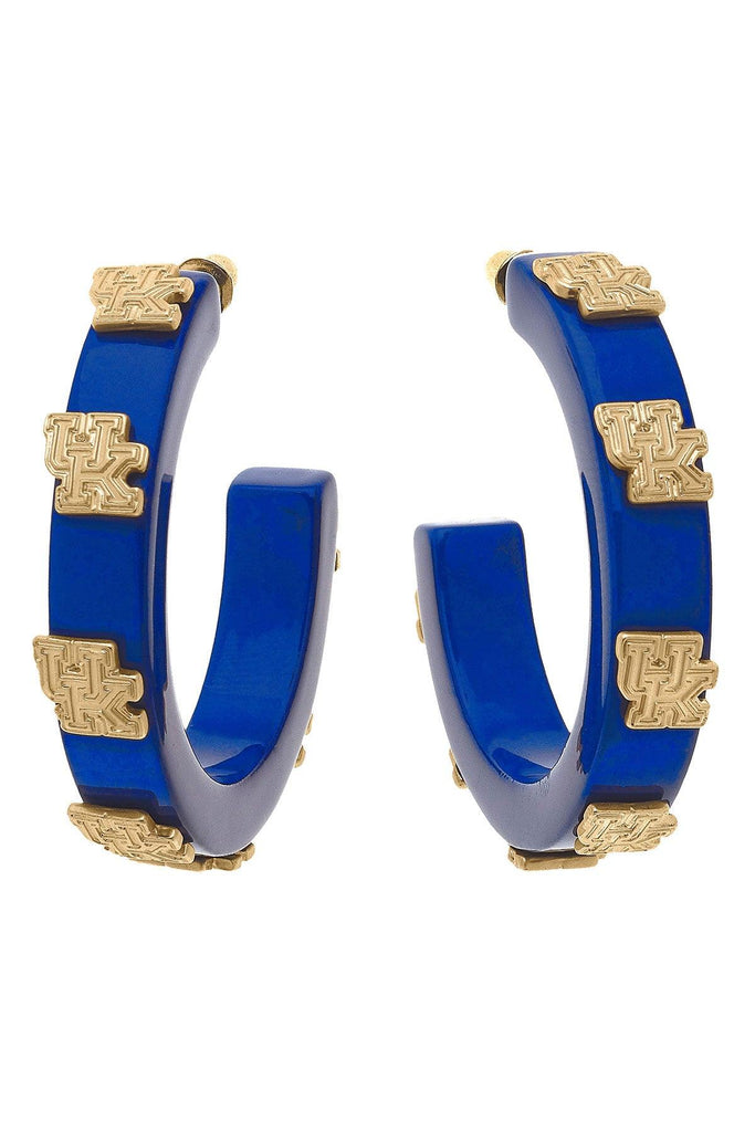 Kentucky Wildcats Resin Logo Hoop Earrings in Blue - Canvas Style